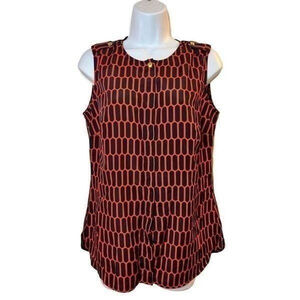 Women’s Michael Kors Navy and Coral Button Down Blouse Size 4